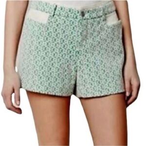 ANTHROPOLOGIE Cartonnier Green Floral Rose Point
Lace Overlay Shorts 2